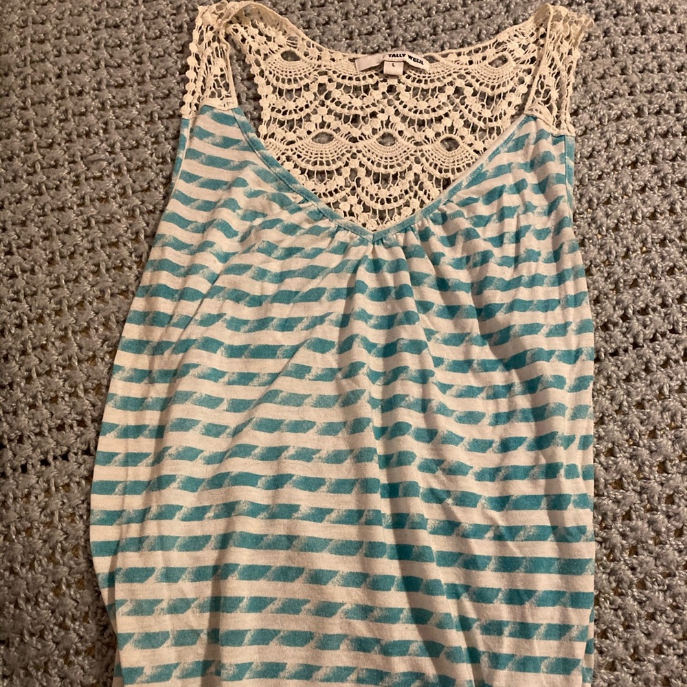 Striped tank with crochet back